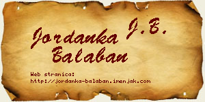 Jordanka Balaban vizit kartica